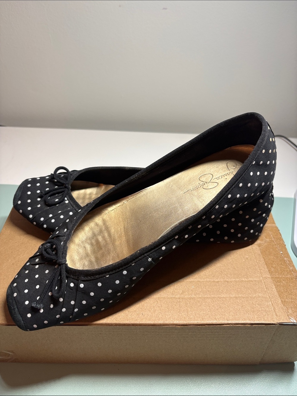 Jessica Simpson Polka Dot Black Ballet Flats